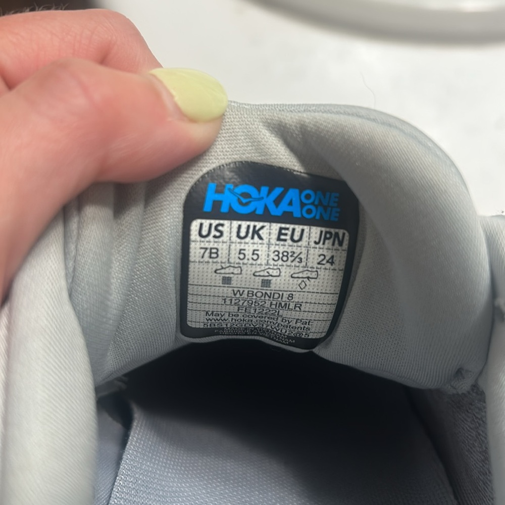 Hoka Bondi 8 in Harbor Mist and Lunar Rock Gray Athletic Shoes Width B - Picture 13 of 13